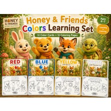 Papelia Honey & Friends Renk Öğrenme Kartları ve Boyama Etkinliği Kitabı– 11 Renk Kartı + 11 Boyama Sayfası – 4-7 Yaş Çocuklar Için Eğitici Ingilizce Renkler Kitabı