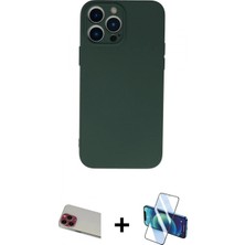 Pileli Store Pilelistore™ iPhone 13 Pro Max Kılıf Ahenk Serisi - Siyah 3D Antistatik Cam Ekran Koruyucu + Rainbow Kamera Lens Koruma Cam - Kı
