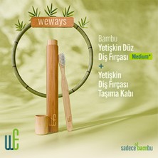 Weways Bambu Diş Fırçası ve Bambu Taşıma Kabı (Düz Sap-Medium Uç)