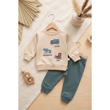 Babydonat Araba Nakışlı Pamuklu 2'li Erkek Bebek Takım