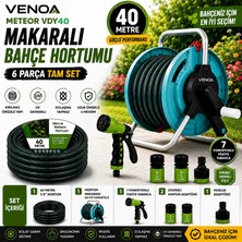Venoa Meteor VDY40 Kırılmaz Örgülü Makaralı Bahçe Su Hortumu 40 mt 6 Parça