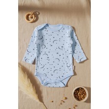 Babydonat Yıldız Desenli Uzun Kollu % 100 Pamuk Erkek Çıtçıtlı Body