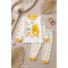 Babydonat Civciv Desenli % 100 Pamuk Unisex Pijama Takımı