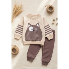 Babydonat Kedi Desenli Pamuklu 2'li Erkek Bebek Takım