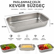 Dies Inox Paslanmaz Çelik Kevgir Süzgeç Meyve Sebze Yıkama ve Makarna Süzme Sepeti 30*22*5 cm