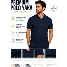 Luxic Core Erkek Polo lacivert Yaka Tişört Likralı Pike Kumaş Terletmez Rahat Günlük