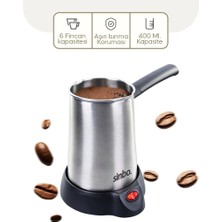 Uravas Store Çeli̇k Elektri̇kli̇ Cezve Türk Kahve Maki̇nesi̇ - 6FİNCAN=400ML Çi̇ft Yönlü Dökme Ağiz 360 Derece Dönebi̇l