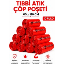 MSE HOLD Tıbbi Atık Poşeti 80X110 10 Rulo 100 Adet Kırmızı Tıbbi Çöp Poşeti Sızdırmaz Dayanıklı