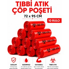MSE HOLD Tıbbi Atık Poşeti 72X95 10 Rulo 100 Adet Kırmızı Tıbbi Çöp Poşeti Sızdırmaz Dayanıklı