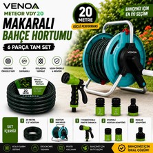 Venoa Meteor VDY20 Kırılmaz Örgülü Makaralı Bahçe Su Hortumu 20 mt 6 Parça