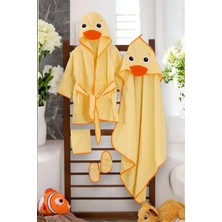 Babydonat Ördek Figürlü 4 Parça Unisex Bornoz Seti 2-3 Yaş