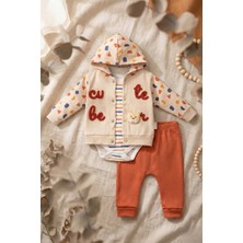 Babydonat Cute Bear Nakışlı 3'lü % 100 Pamuk Erkek Bebek Takımı