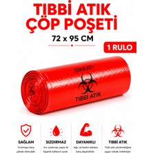 MSE HOLD Tıbbi Atık Poşeti 72X95 1 Rulo 10 Adet Kırmızı Tıbbi Çöp Poşeti Sızdırmaz Dayanıklı