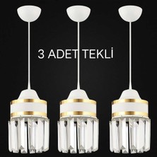UltraMint Nairobi Beyaz Kristal Avize Seti, 3'lü, Şık ve Işıltılı Tasarım
