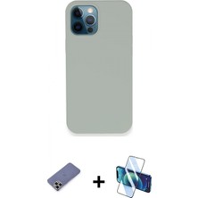 Pileli Store Pilelistore™ iPhone 12 Pro Kılıf Zirve Modern Özel Seri - Siyah 3D Antistatik Cam Ekran Koruyucu + Metal Kamera Lens Koruma Cam - Gd
