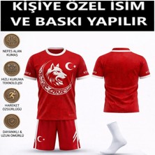 Yenteks Özel Isim Yazılır Türkiye Milli Takım Çocuk Futbol Forması (04)  Özel Tasarım Kırmızı Beyaz Çorap Hediyeli
