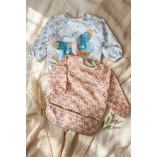 Babydonat 2'li Set Sıvı Geçirmez Uzun Kollu Mama Önlüğü - Blw Uyumlu Leke Tutmaz Butterfly ve Vintage Çiçek Desenli Bebek Aktivite Önlüğü 6-24 Ay
