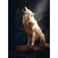 Arterior Wallpaper Kayanın Üzerinde Uluyan Kurt Poster