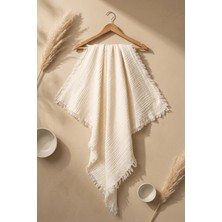 Babydonat Lumière Lüks 4 Katlı Organik Pamuk Muslin Örtü - Nefes Alan Yumuşak Dokulu Bohem Stil Püsküllü Bebek ve Diz Battaniyesi