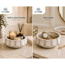 BitkiTÜRK 🌿 20 cm Geometrik Dokulu Beton Kase | Dekoratif Organizer | Mumluk | Takı ve Saat Düzenleyici | Çok Amaçlı Beton Dekor