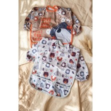 Babydonat Bubu Bear 2'li Set Uzun Kollu Su Geçirmez Bebek Mama Önlüğü - Ayıcık Desenli Leke Tutmaz Blw ve Aktivite Önlüğü 6-24 Ay