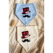Babydonat Little Man Baskılı 2'li Erkek Bebek Bandana Fular Seti - %100 Yumuşak Pamuk, Mavi ve Krem Kombinli