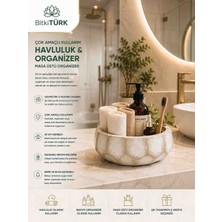BitkiTÜRK 🌿 20 cm Geometrik Dokulu Beton Kase | Dekoratif Organizer | Mumluk | Takı ve Saat Düzenleyici | Çok Amaçlı Beton Dekor