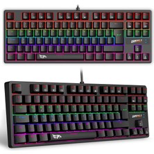 Gameagle Rgb Gaming Klavye Mekanik Hissiyatlı 87 Tuşlu Kablolu Siyah Oyuncu Kompakt Gaming Tasarım Profesyonel Ekipman Işıklı Gaming Klavye