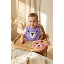 Babydonat Teddy Bloom 3'lü Paket Ayıcık Figürlü Yumuşak Havlu Bebek Mama Önlüğü Seti - Sıvı Emici ve Cilt Dostu 0-12 Ay