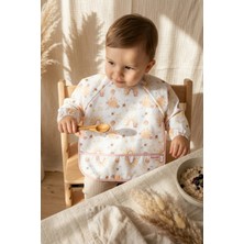 Babydonat Bebek Uzun Kollu Sıvı Geçirmez Mama Önlüğü - Leke Tutmaz Blw Önlüğü - Gökkuşağı ve Arı Desenli Fonksiyonel Bebek Önlüğü 6-24 Ay