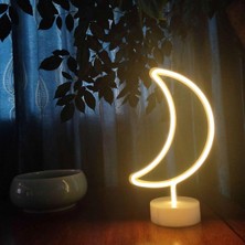 Uravas Store Dekoratif Pilli Ay Tasarımlı 3D Neon LED Masa ve Gece Lambası (5047)