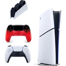 Sony Playstation 5 Slim Dijital 1tb + 2.kol Dualsense Techno Red + Ps5 Şarj Istasyonu (Ithalatçı Garantili )