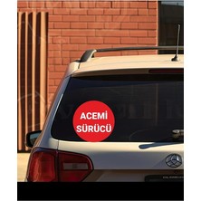 Tasarla Acemi Sürücü Yazılı Sticker Oto Sticker 15X15 cm Kırmızı Zemin Beyaz Yazı