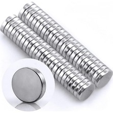 Magnet 50 Adet 10MM x 2mm Güçlü Yuvarlak Neodyum Mıknatıs (50'li Paket) - Tek Ebat
