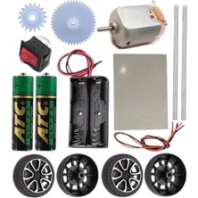 Araba Yapım Seti 1 Paket Plastik Tekerlek Deney Için 2 Adet Metal Şaft Proje Deney Seti Dc Motor