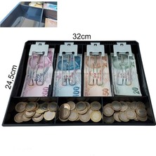 Plastik Çekmece Içi Para Düzenleyici 4 Banknot 3 Bozuk Para Gözlü 32 x 24,5 x 3,5cm