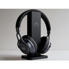 Design Siyah Over-Ear Kulaklık + Minimalist Kulaklık Standı – Masaüstü Düzenleyici & Oyun Si