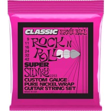 Ball Süper Slinky Klasik Rock 'n' Roll Elektro Gitar Telleri, Saf Nikel Yara, Ölçü 9-42
