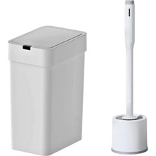 Otomatik Slim Çöp Kovası 9 Lt+ Deterjan Hazneli Silikon Klozet Fırçası