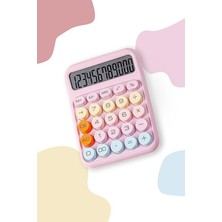 Hesap Makinesi - 12 Haneli Yuvarlak Tuşlu Mor Renk Hesap Makinesi - 4 Fonksiyonlu Pil Hediye