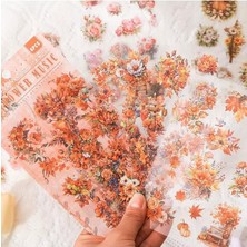 Craft 6 Sayfa 80 Adet Şeffaf Turuncu Çiçek Sonbahar Sticker Bullet Journal Scrapbook Ajanda Planl