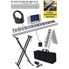 PLX-100WH-ST Taşınabilir Dijital Piyano Tuş Hassasiyetli 88 Tuş Bluetooth Şarjlı (Stand Sustai