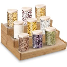 Bambu Baharatlık Standı, 3 Katlı, Doğal Renk, 22.5X22X9 cm