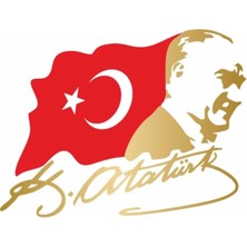 Atatürk Gazi Mustafa Kemal ve Türk Bayrağı Araba Oto Motosiklet Sticker 21CM Çok Renkli, 31AGUS