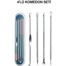 Nokta Temizleme Aleti Sivilce Akne Siyah Nokta Temizleyici 4'lü Set Komedon Paslanmaz Çelik