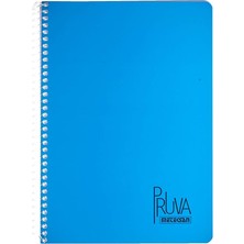 Pruva A4 Pet Spiralli Karton Kapaklı Defter 144 Yaprak - Çizgili - Mavi