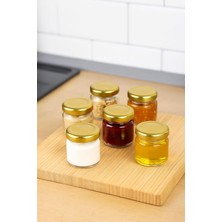 Adet 40 ml Gold Metal Kapaklı Şeffaf Numune Mama Ek Gıda Şekerleme Reçellik Küçük Cam Kavano