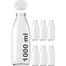 ml Şeffaf Sürahi Süt, Ayran, Su, Limonata, Meşrubat Şişesi 1000 cc Yırtmalı Kapaklı Cam Şi