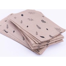 Karışık Yaprak Desenli Kese Kağıdı, Kraft Üzeri Siyah 11X20-100 Adet
