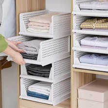 3'lü Raylı Elbise Dolap Içi Organizeri - Mutfak Banyo Düzenleme Depolama Üst Üste Dizilebilir